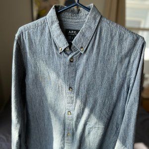 A.P.C. Heather Blue Gray Men's Button Down Size Small
